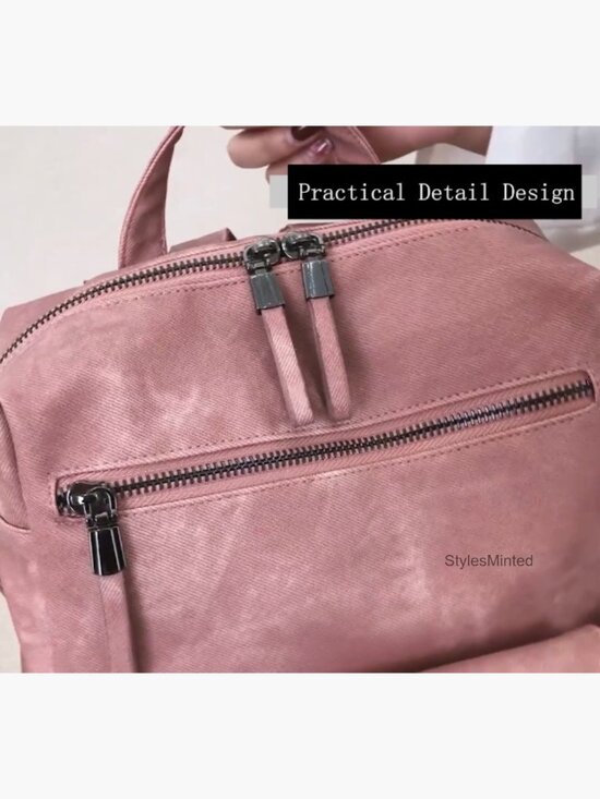 Small Leather Backpack Purse Waterproof Anti-theft Convertible Handbag main image 5